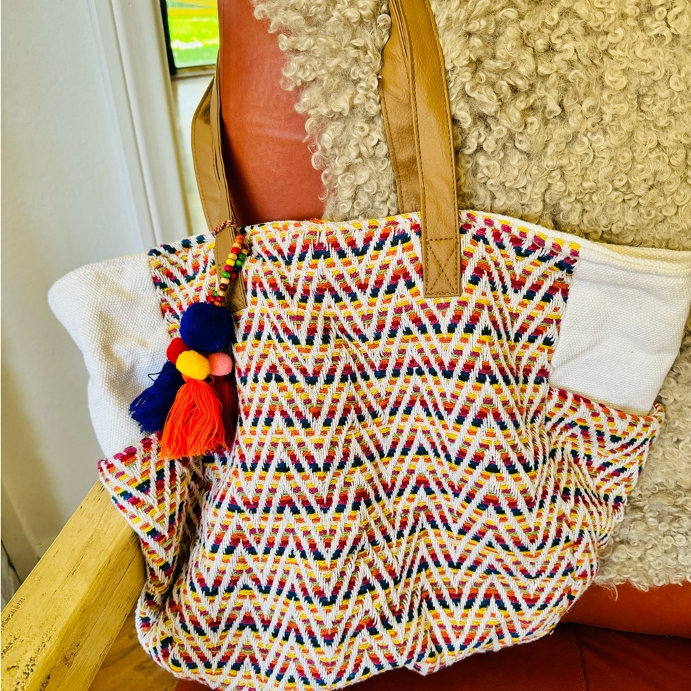 Boho Chevron Spa Beach Tote Bag - image 1